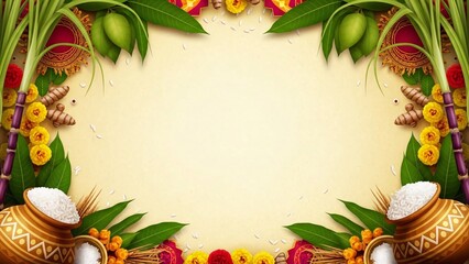Traditional Indian Floral Festival Frame With Empty Center Background