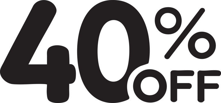 Bold 40 off discount symbol a graphic element for sales and promotions isolated on white background
