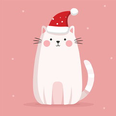 Cute cat wearing Santa hat and Christmas outfit