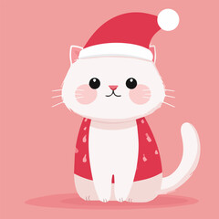 Cute cat wearing Santa hat and Christmas outfit