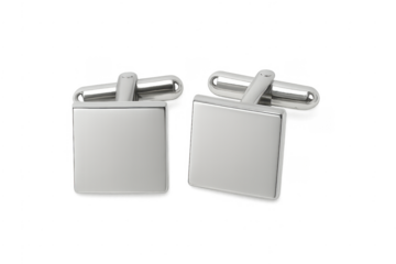Silver square cufflinks displaying formal metallic fashion accessory elegance