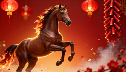 Fire Horse Chinese New Year Background