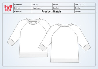Sweatshirt technical drawing vector illustration template for kids