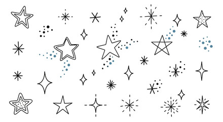 Delicate celestial pattern featuring hand drawn stars and diamonds against white backdrop