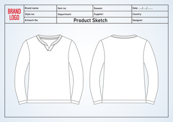 T shirt technical drawing vector illustration template front and back