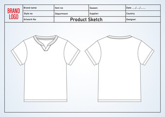 T shirt technical drawing vector illustration template front and back