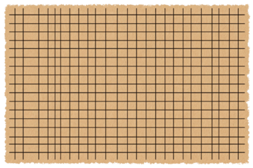 Grid Paper Texture with Ripped Edges and Black Grid Lines Isolated on Transparent Background