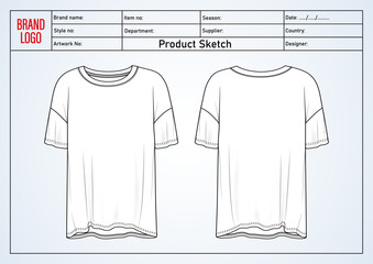 Knee length dress technical drawing vector illustration for ladies