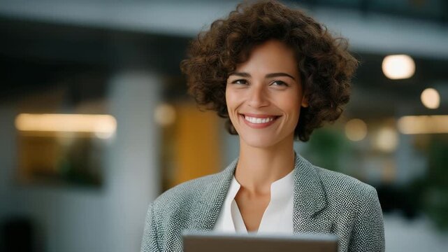Manager greeting a new team member with a digital tablet and branded orientation folder in a clean, modern workspace &mdash; a strong visual of leadership, organization, and the human side of corporate