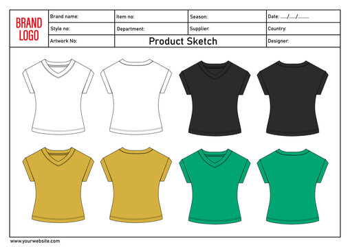 Multicolor t shirt vector illustration template for ladies