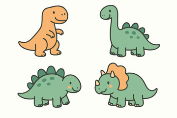 Obraz premium Cute Dinosaur Cartoon Set Illustration for Kids