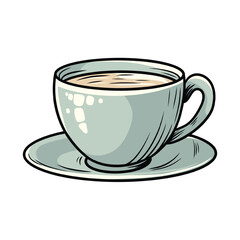 Minimalist White Tea Cup with Subtle Steam Illustration