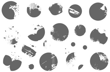 Abstract Grunge Circle Shapes Set on Transparent Background