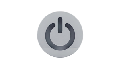 3D Power button icon on transparent background