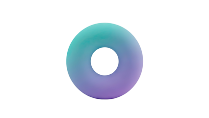 3D Abstract Gradient Torus on transparent background