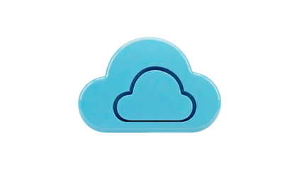 3D Blue Cloud Icon on transparent background