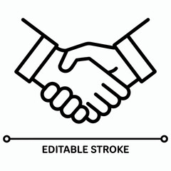Fototapeta premium Handshake Symbol Icon on White Background Representing Partnership and Agreement, Flat Vector Illustration for Business Deal, Cooperation, Trust, Collaboration, Corporate Relationship, Professional Co