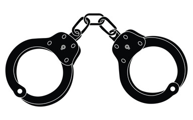 Handcuffs Arrest Criminal Logo Vector, Law Enforcement and Crime Control Symbol Isolated on White
