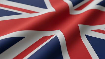 High-quality close-up of the United Kingdom Union Jack flag with soft fabric texture and wavy movement, British national symbol of identity