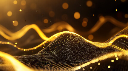 Ultra-realistic golden finance background with stock market graphs, money, gold bars, candlestick charts, luxury infographic design.