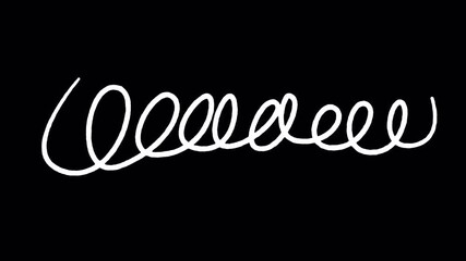 Hand drawn white spiral scribble line on transparent background in 4K alpha channel, curly doodle swirl underline - Powered by Adobe
