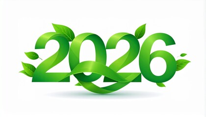 Green 2026 eco friendly year graphic with leaves