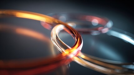 Vibrant glowing rings in motion with dynamic light trails