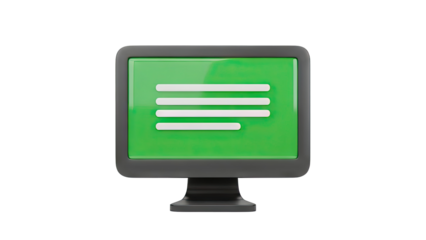 3D Computer Monitor with Chat Bubbles on transparent background