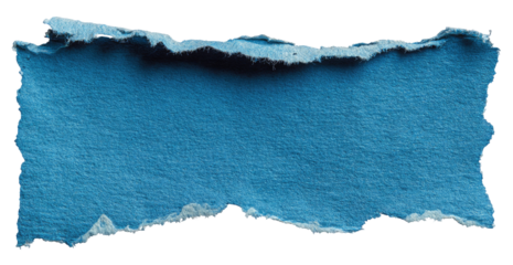 Torn Blue Paper Texture Strip with Rough Edges and Natural Lighting Isolated on Transparent Background