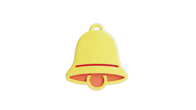 3D Yellow bell icon on transparent background - Powered by Adobe