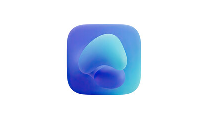 3D Abstract shape, gradient icon with rounded corners on transparent background