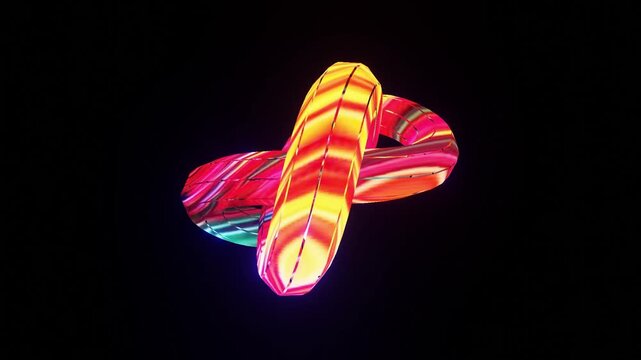 ribbons rotating rotation spinning movement visualizer screensaver black background 20 seconds HD video twisting tangled untangling seamless looping