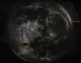 Full Moon Over Dark Ocean Fantasy Landscape