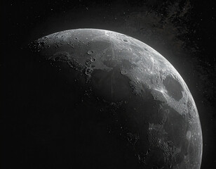 Crescent Moon in Dark Space Background