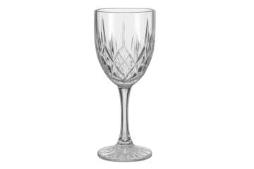Crystal wine goblet with intricate cut glass pattern