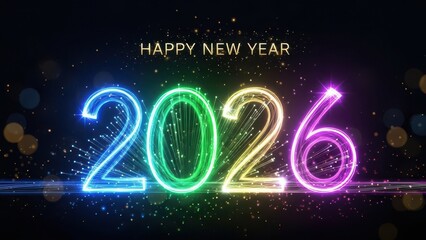 New Year 2026 design, 2026 New Year design template with a fiber optic cable