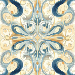 Tile or carpet pattern background with decorative, symmetrical elements. Ideal for wallpaper, textiles, or digital design projects.