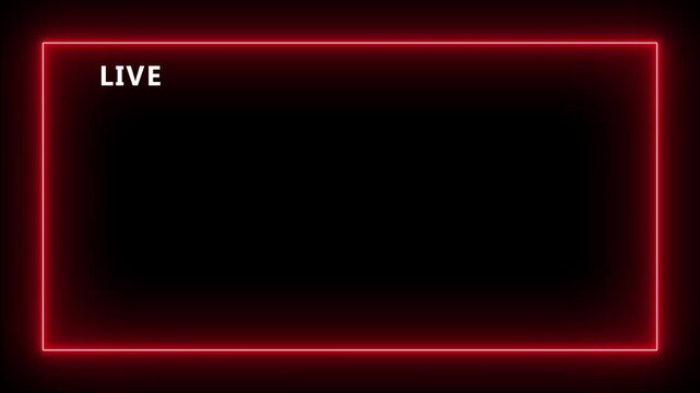 Live streaming sign icon animation, online camera recording overlay animation, Red live streaming symbol, live streaming, broadcasting, online stream 4K black background