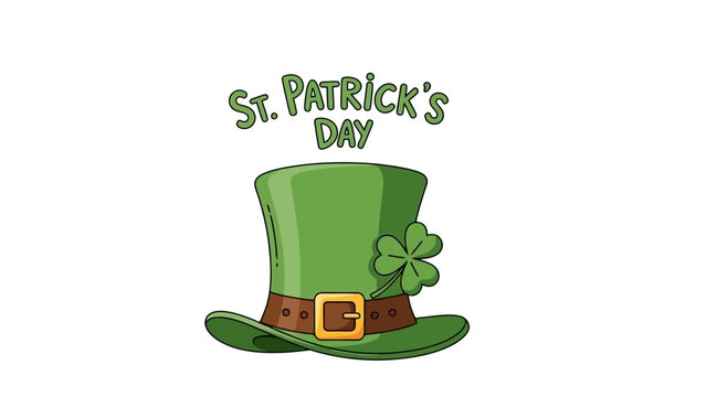 Saint Patrick's Day Green Hat with Shamrock and Festive Text Illustration