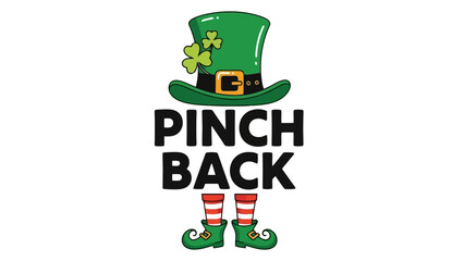 Playful St. Patrick's Day "Pinch Back" Leprechaun Hat and Legs Illustration