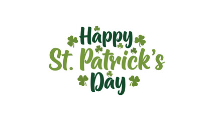 Happy St. Patrick's Day handwritten calligraphy with shamrock clover leaves