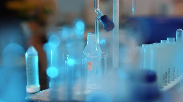 An arc shot of a chemistry lab instrument.