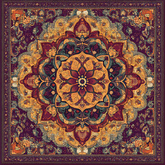 Tile or carpet pattern background with decorative, symmetrical elements. Ideal for wallpaper, textiles, or digital design projects.