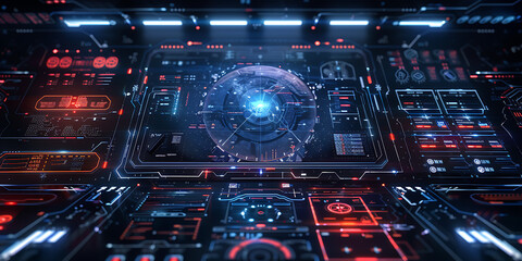Fototapeta premium Futuristic Holographic Globe Control Panel