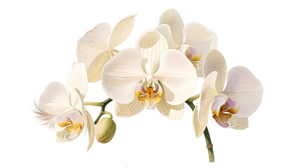 Fototapeta premium Cream orchid botanical art in watercolor with ultra-detailed petals and realistic textures.