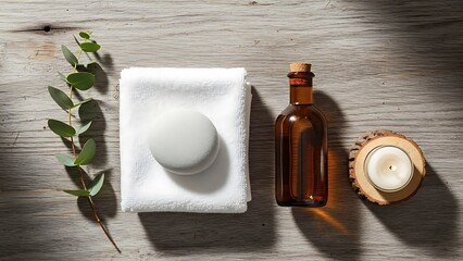 Flat Lay of Natural Skincare Ingredients: Chamomile, Lavender, and Eucalyptus for Organic Herbal Wellness