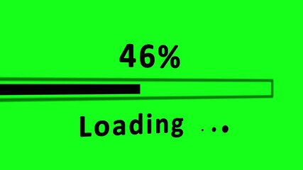 Green screen with 24 percent loading bar and text Loading progress download