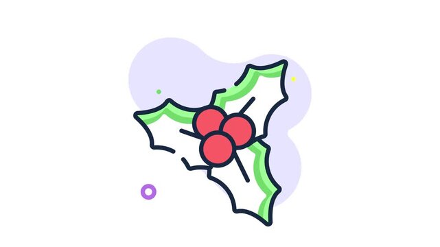 Creatively designed amazing animated icon of mistletoe in flat outline style