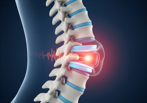 Lumbar Spine Disc Bulge Compressing Nerve &ndash; 3D Medical Visualization