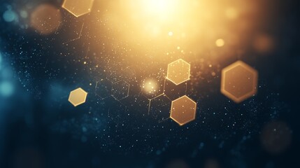Mesmerizing abstract hexagon background with luminous particles and futuristic geometric patterns digital art.